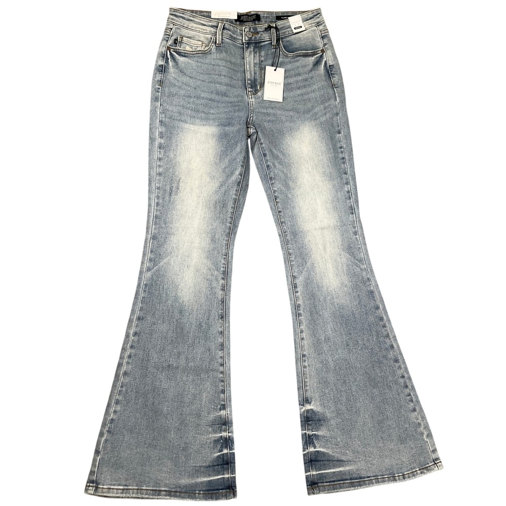 Judy Blue Jeans Womens 9/29 Light‎ Blue JB88655MD Stonewash Flare Fit Mid Denim